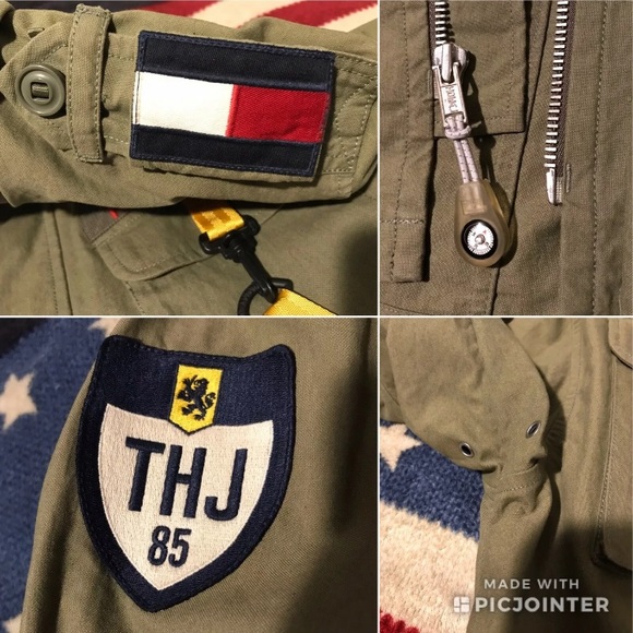 NWOT Vintage 90s Tommy Hilfiger Jeans Military Trench Jacket L Stadium Sportsman - Picture 5 of 12